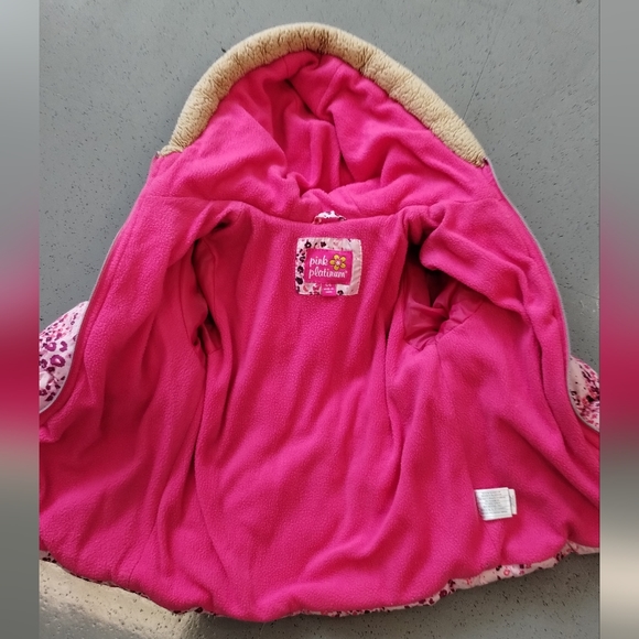 Pink Platinum GIRLS  Size 5/6 FLORAL PUFFER JACKET Coat - Picture 11 of 13